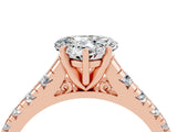 Rose gold Heart Cut Moissanite Solitaire Ring with Cathedral Setting and Pavé Band_4