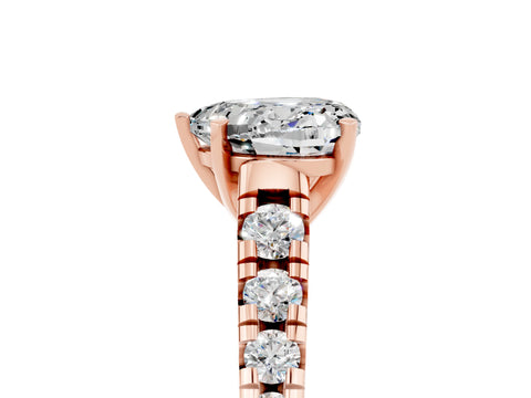 Rose gold Heart Cut Moissanite Solitaire Ring with Cathedral Setting and Pavé Band_5
