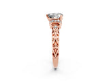 Rose gold Heart Cut Moissanite Solitaire Ring with Filigree Band and Four-Prong Setting_26