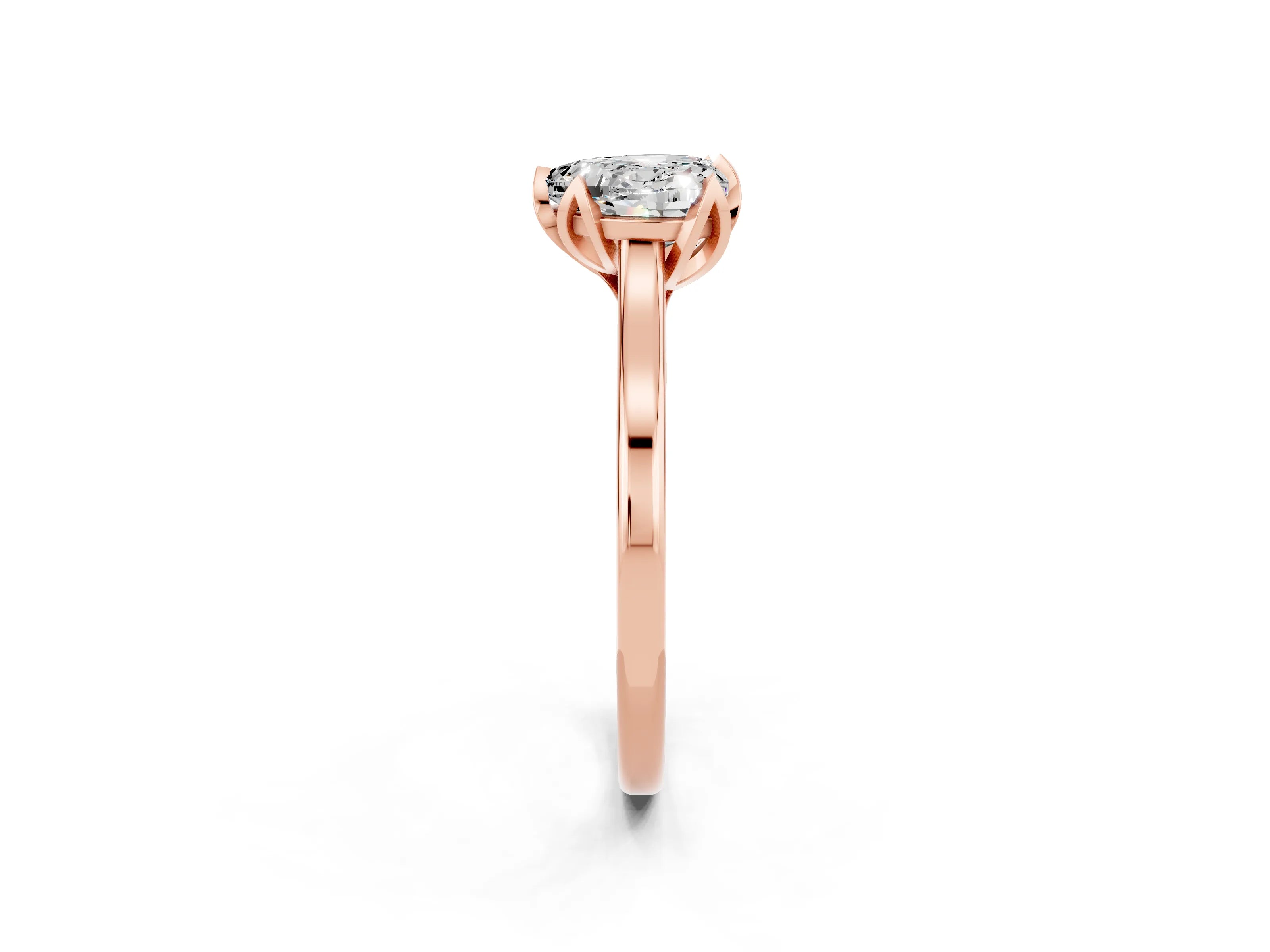 Rose gold Heart Cut Moissanite Solitaire Ring with Flower Prong Setting and Classic Band_26