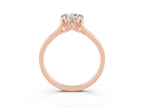 Rose gold Heart Cut Moissanite Solitaire Ring with Flower Prong Setting and Classic Band_27