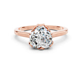 Rose gold Heart Cut Moissanite Solitaire Ring with Flower Prong Setting and Classic Band_36