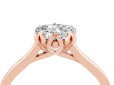 Rose gold Heart Cut Moissanite Solitaire Ring with Flower Prong Setting and Classic Band_40