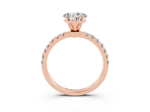 Rose gold Heart Cut Moissanite Solitaire Ring with Pavé Accents and Four-Prong Setting_3