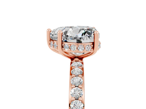 Rose gold Heart Cut Moissanite Solitaire Ring with Pavé Band and Hidden Halo_17
