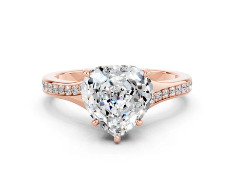 Rose gold Heart Cut Moissanite Solitaire Ring with Pavé Band and Prong Setting_12