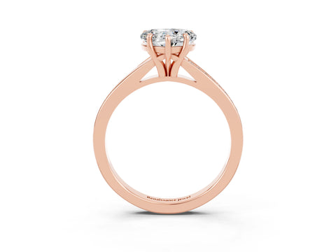 Rose gold Heart Cut Moissanite Solitaire Ring with Pavé Band and Prong Setting_15