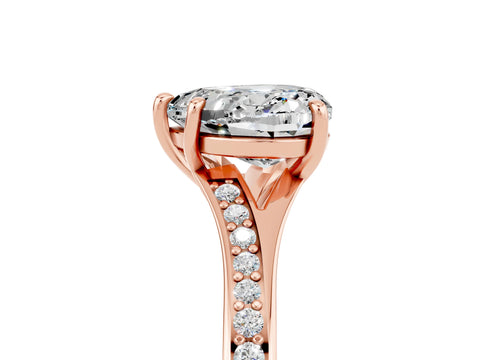 Rose gold Heart Cut Moissanite Solitaire Ring with Pavé Band and Prong Setting_17