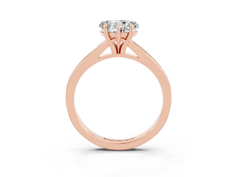 Rose gold Heart Cut Moissanite Solitaire Ring with Pavé Band and Prong Setting_3