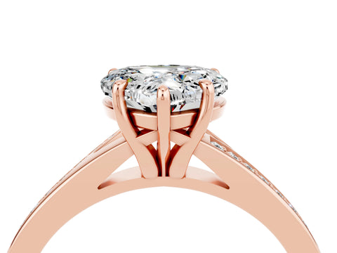 Rose gold Heart Cut Moissanite Solitaire Ring with Pavé Band and Prong Setting_4