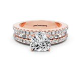 Rose gold Heart Cut Moissanite Solitaire Ring with Pavé and Channel Set Band