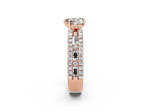 Rose gold Heart Cut Moissanite Solitaire Ring with Pavé and Channel Set Band_2