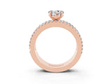 Rose gold Heart Cut Moissanite Solitaire Ring with Pavé and Channel Set Band_3