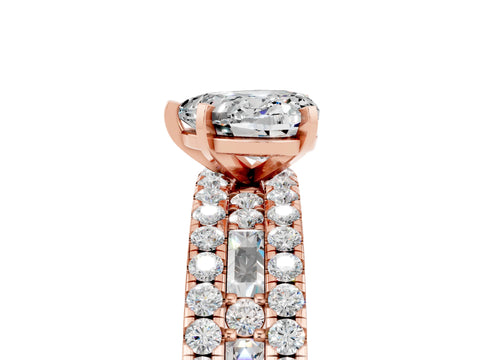 Rose gold Heart Cut Moissanite Solitaire Ring with Pavé and Channel Set Band_5