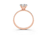 Rose gold Heart Cut Moissanite Solitaire Ring with Pave Band and Four Prong Setting_27