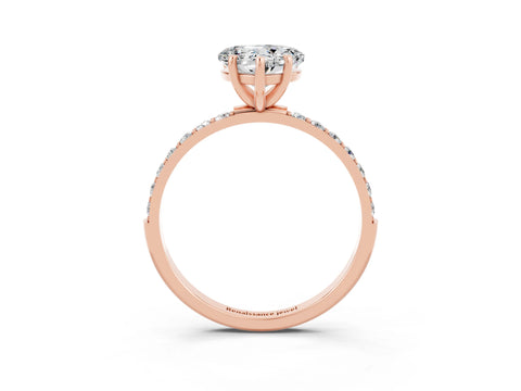 Rose gold Heart Cut Moissanite Solitaire Ring with Pave Band and Four Prong Setting_27