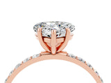 Rose gold Heart Cut Moissanite Solitaire Ring with Pave Band and Four Prong Setting_28