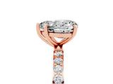 Rose gold Heart Cut Moissanite Solitaire Ring with Pave Band and Four Prong Setting_29