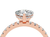 Rose gold Heart Cut Moissanite Solitaire Ring with Round  Pavé Band and Four-Prong Setting_46