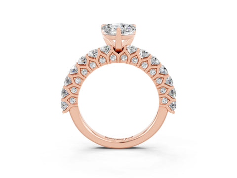 Rose gold Heart Cut Moissanite Solitaire Ring with Shared Prong Pavé Band and Four-Prong Setting_15