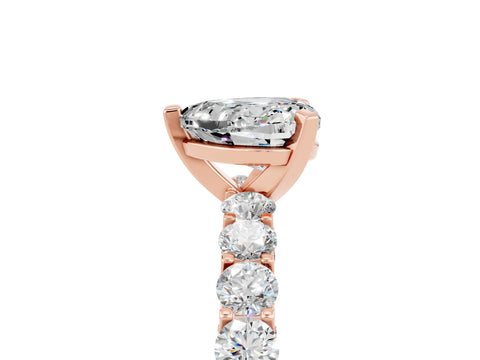 Rose gold Heart Cut Moissanite Solitaire Ring with Shared Prong Pavé Band and Four-Prong Setting_17