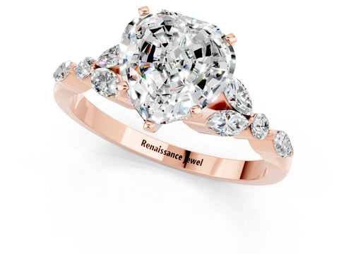 Rose gold Heart Cut Moissanite Solitaire Ring with Side Stones and Four-Prong Setting_13