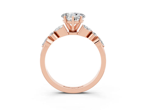 Rose gold Heart Cut Moissanite Solitaire Ring with Side Stones and Four-Prong Setting_15