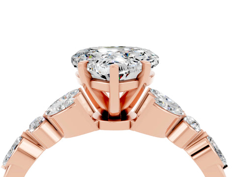 Rose gold Heart Cut Moissanite Solitaire Ring with Side Stones and Four-Prong Setting_16