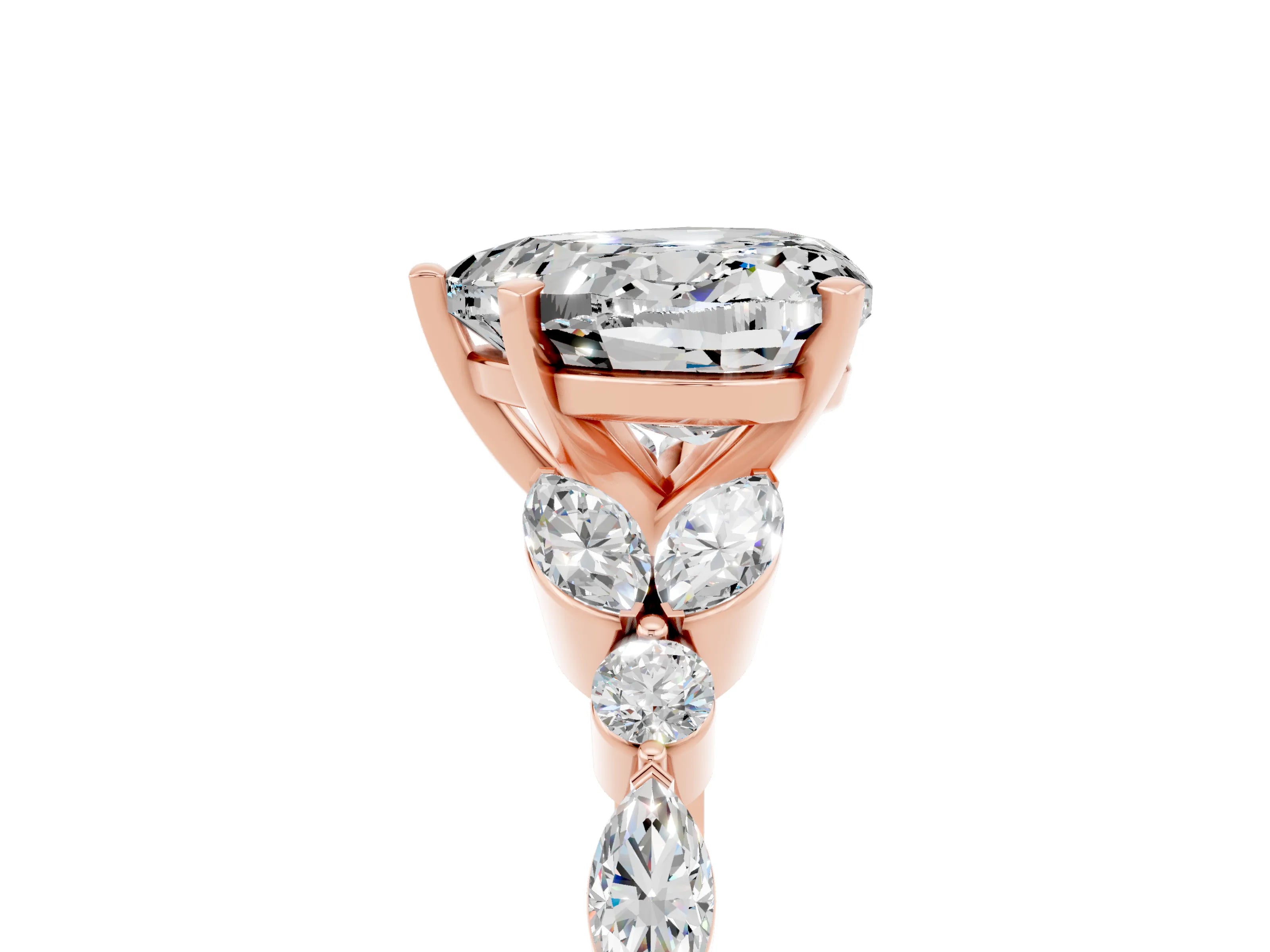 Rose gold Heart Cut Moissanite Solitaire Ring with Side Stones and Four-Prong Setting_17
