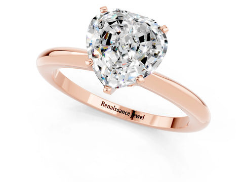Rose gold Heart Cut Moissanite Solitaire Ring with Six-Prong Setting and Classic Band_1