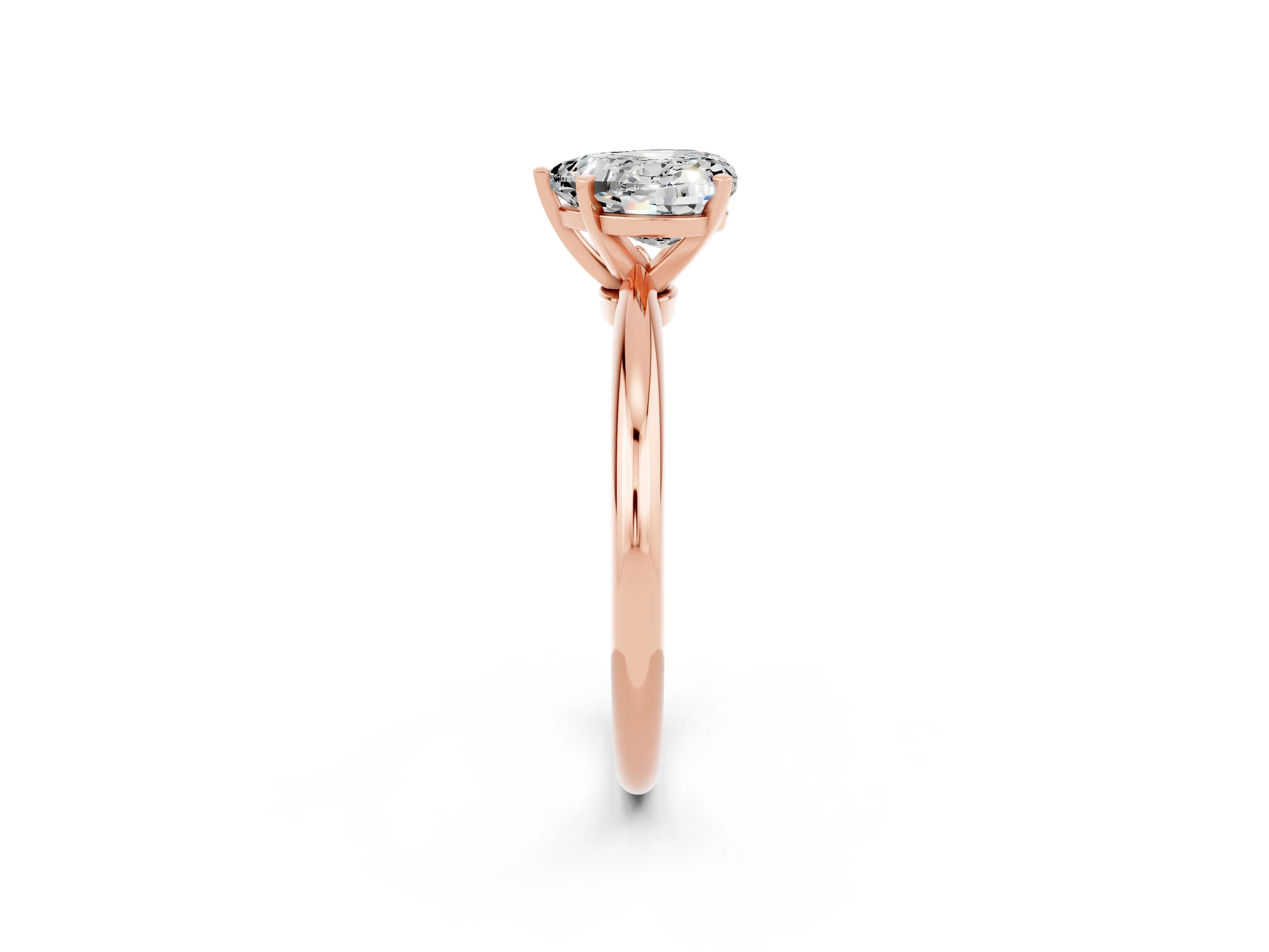Rose gold Heart Cut Moissanite Solitaire Ring with Six-Prong Setting and Classic Band_2