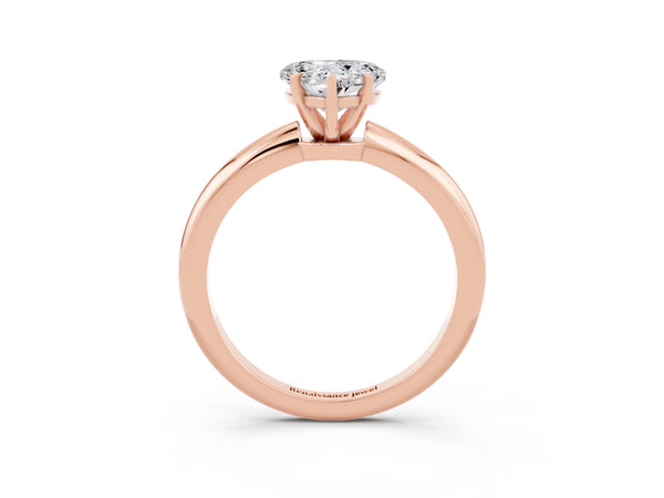 Rose gold Heart Cut Moissanite Solitaire Ring with Six-Prong Setting and Classic Band