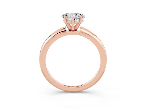 Rose gold Heart Cut Moissanite Solitaire Ring with Six-Prong Setting and Classic Band_3