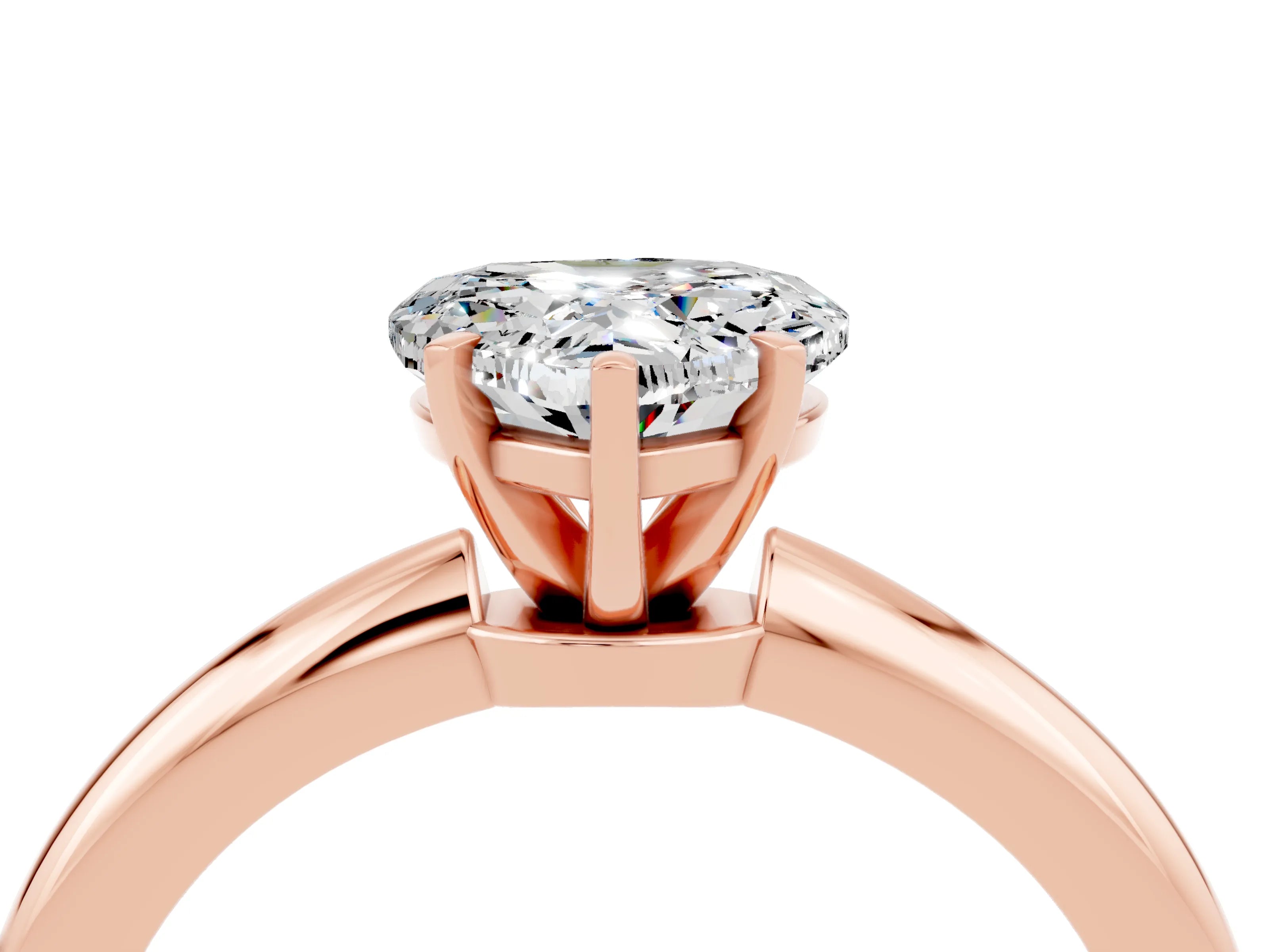 Rose gold Heart Cut Moissanite Solitaire Ring with Six-Prong Setting and Classic Band_4