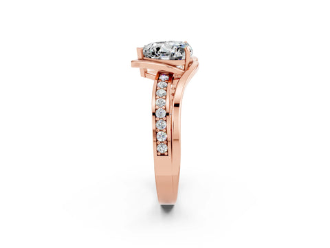 Rose gold Heart Cut Moissanite Solitaire Ring with Split Shank and Prong Setting_2
