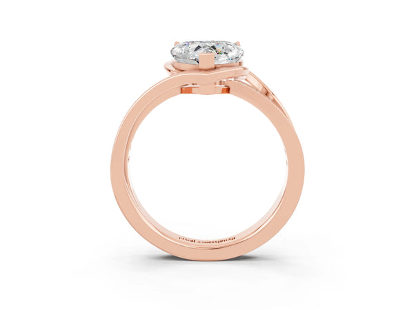 Rose gold Heart Cut Moissanite Solitaire Ring with Split Shank and Prong Setting