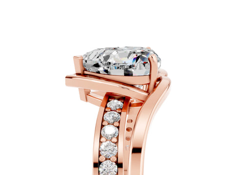 Rose gold Heart Cut Moissanite Solitaire Ring with Split Shank and Prong Setting_5