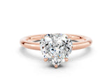 Rose gold Heart Cut Moissanite Solitaire Ring with Thin Band and Four-Prong Setting
