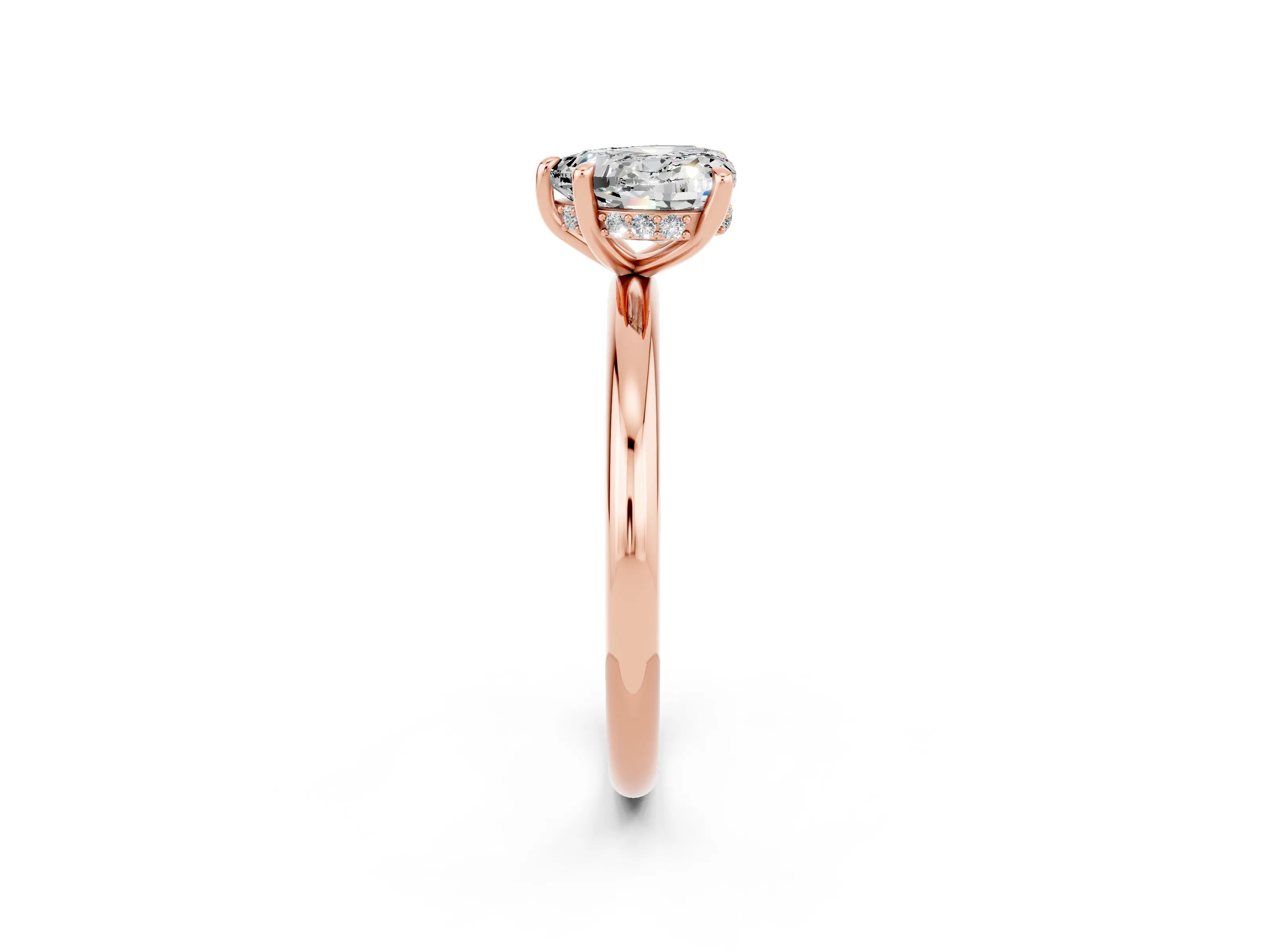 Rose gold Heart Cut Moissanite Solitaire Ring with Thin Band and Four-Prong Setting_2