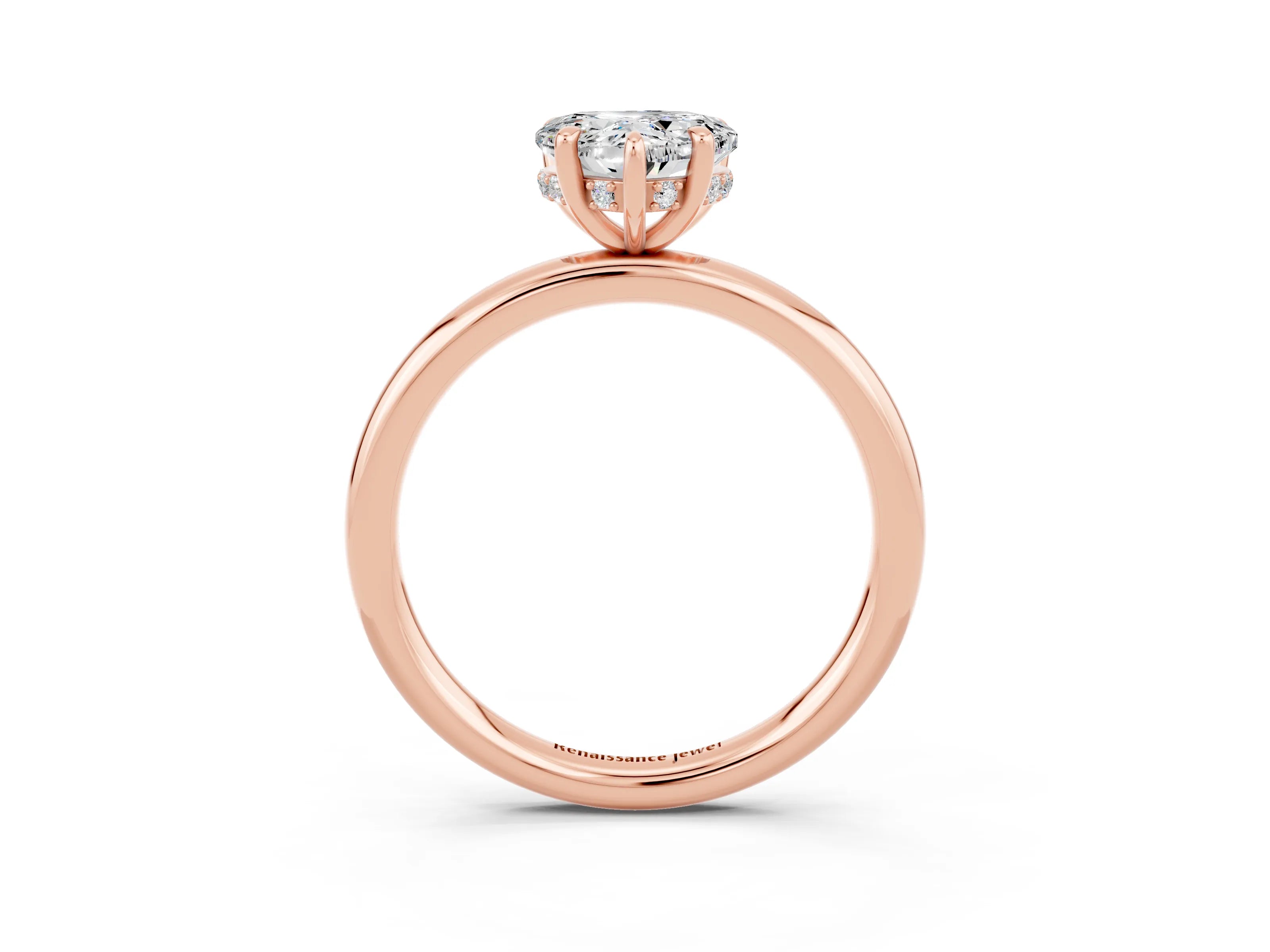 Rose gold Heart Cut Moissanite Solitaire Ring with Thin Band and Four-Prong Setting_3