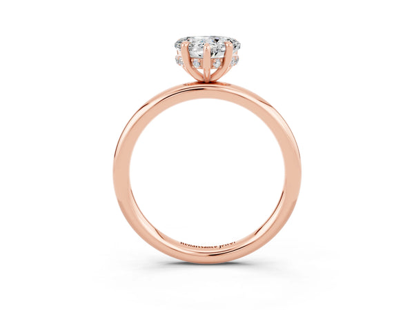 Rose gold Heart Cut Moissanite Solitaire Ring with Thin Band and Four-Prong Setting