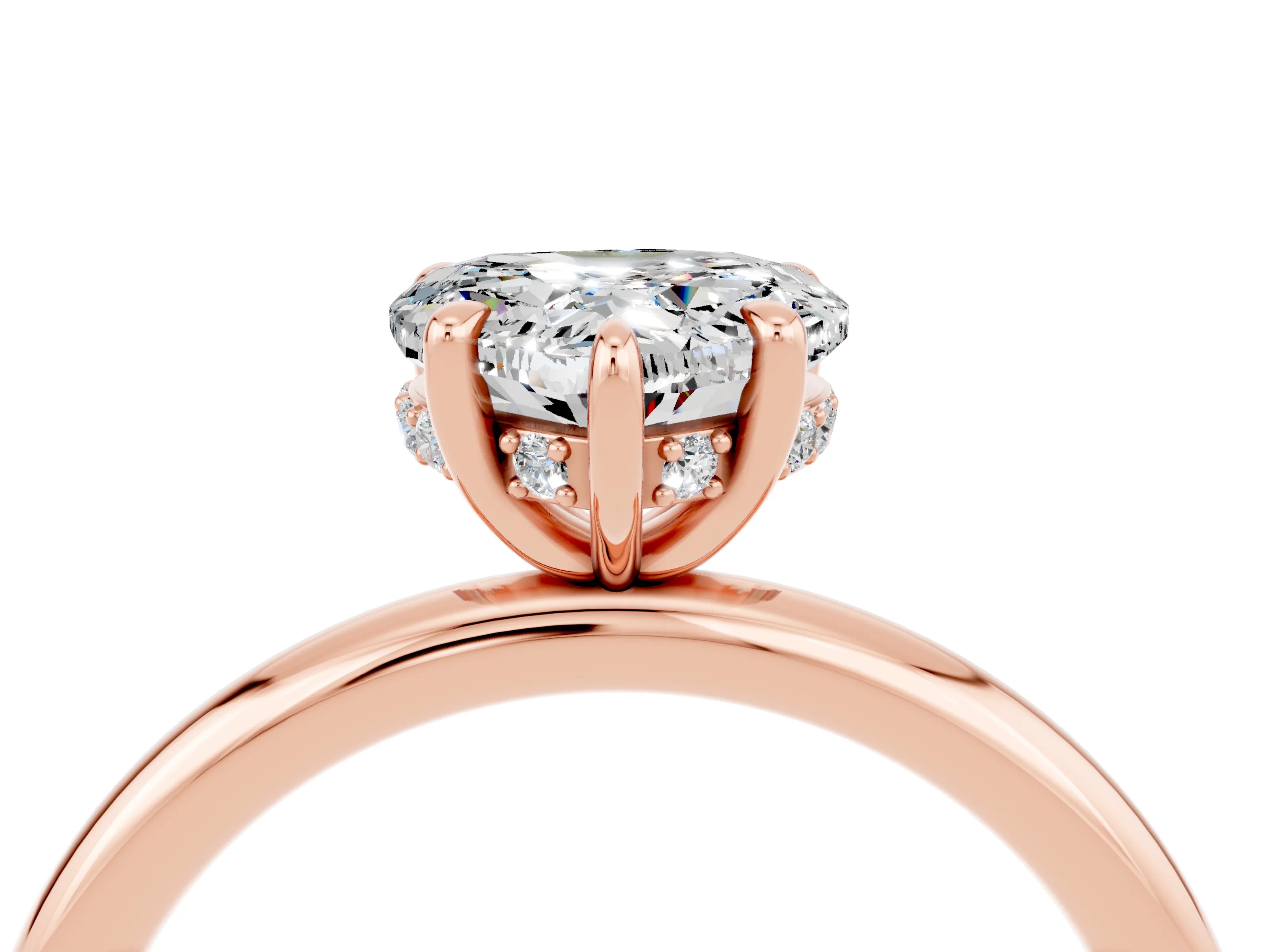 Rose gold Heart Cut Moissanite Solitaire Ring with Thin Band and Four-Prong Setting_4