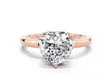 Rose gold Heart Cut Moissanite Solitaire Ring with Thin Band and Prong Setting_12