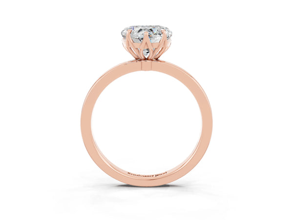 Rose gold Heart Cut Moissanite Solitaire Ring with Thin Band and Prong Setting