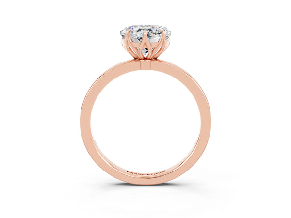Rose gold Heart Cut Moissanite Solitaire Ring with Thin Band and Prong Setting