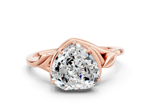 Rose gold Heart Cut Moissanite Solitaire Ring with Twist Band and Four-Prong Setting_24