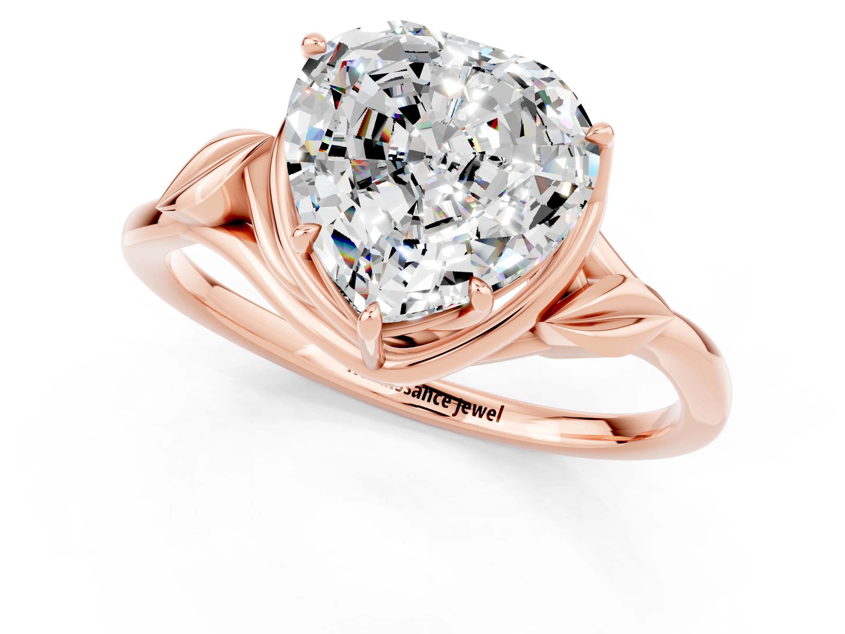 Rose gold Heart Cut Moissanite Solitaire Ring with Twist Band and Four-Prong Setting_25