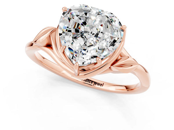 Rose gold Heart Cut Moissanite Solitaire Ring with Twist Band and Four-Prong Setting