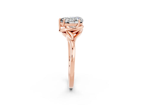 Rose gold Heart Cut Moissanite Solitaire Ring with Twist Band and Four-Prong Setting_26