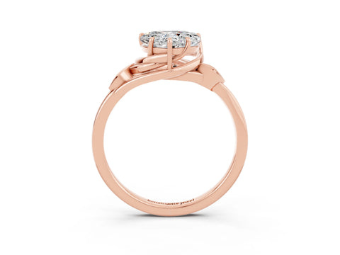 Rose gold Heart Cut Moissanite Solitaire Ring with Twist Band and Four-Prong Setting_27